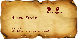 Mitru Ervin névjegykártya